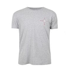 Önde AKUT Pusulalı T-Shirt Unisex Açık Gri Basic