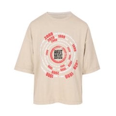 AKUT Hayat Kurtarır Oversize T-Shirt Kadın Bej