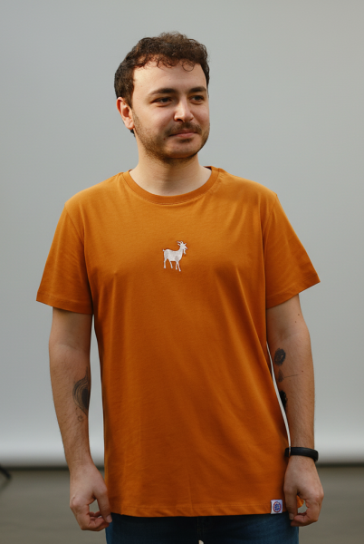 Keçi Motifli Unisex Tişört - Tütün